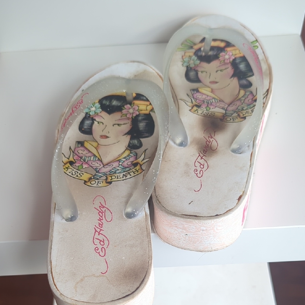 Ed Hardy Women's Sandals with Tattoo Art - Multicolor